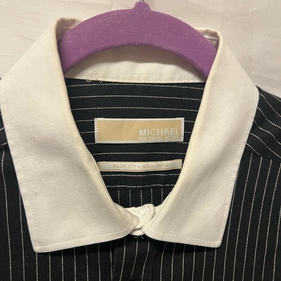 MICHAEL Michael Kors Mens Black & White Pinstripe Dress Shirt Size: 16.5  32/33 - Picture 6 of 7